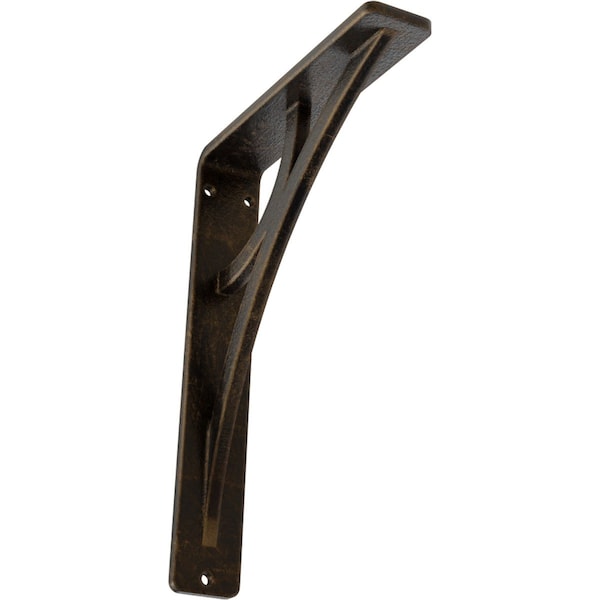 Ekena Millwork Galveston Wrought Iron Bracket, (Single center brace), Antiqued Brass 1 1/2"W x 5 1/2"D x 8"H BKTM01X05X08SGLABS - main